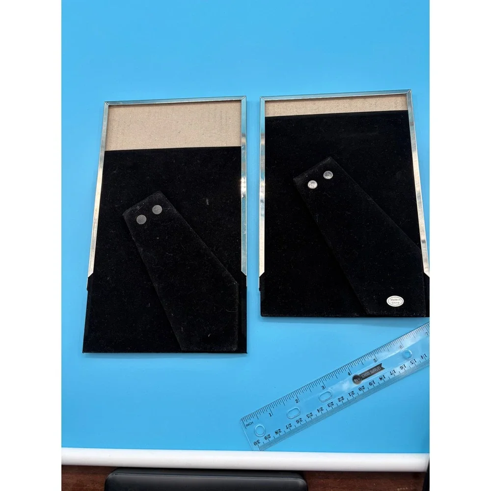 Rose Gold Copper Silver Trim 5x7 Picture‎ Frame Set of 2 Modern Tabletop Pair